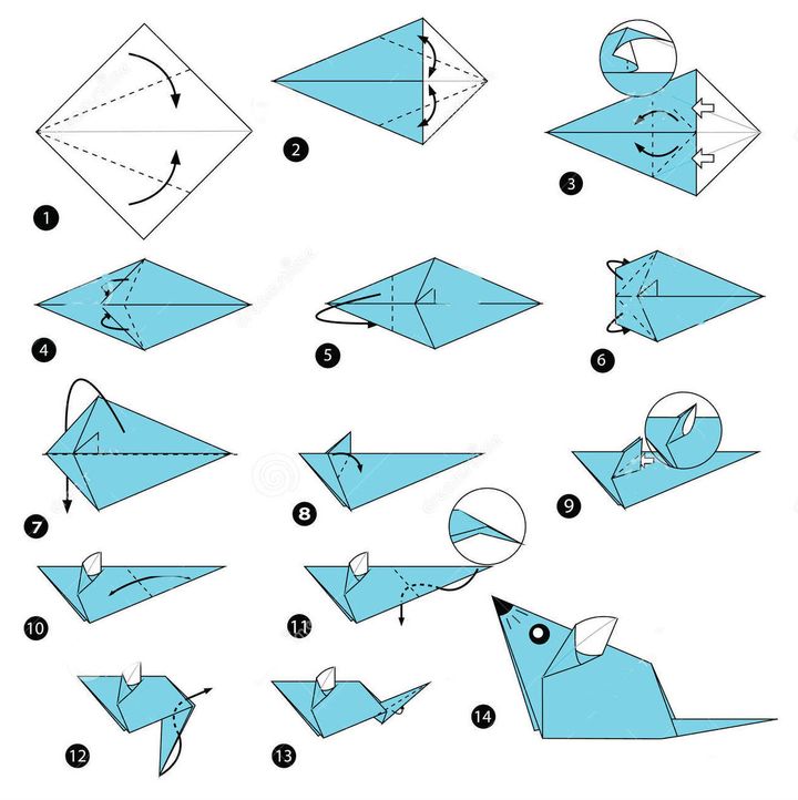 Как сделать оригами Крысу из модулей