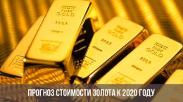 Прогноз стоимости золота к 2020 году