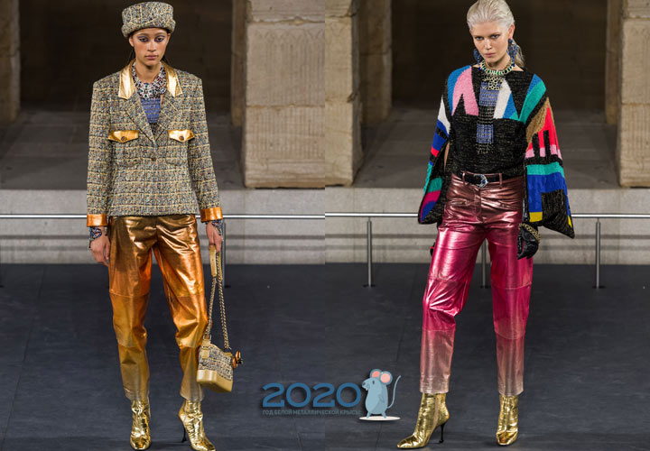 Яркие разноцветные брюки от Шанель на 2020 год