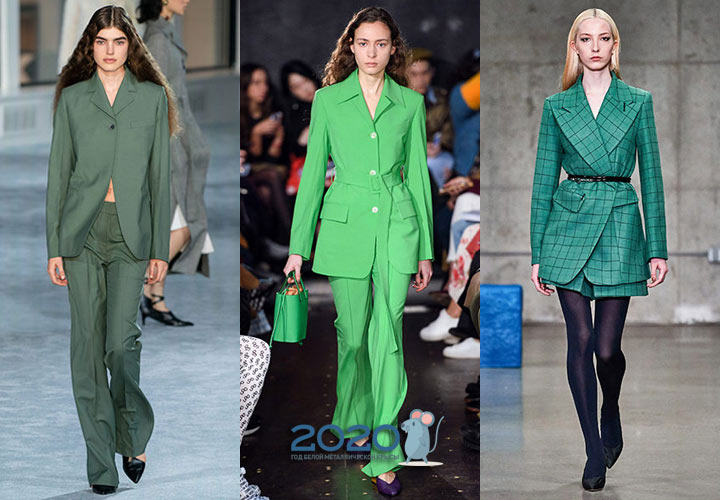 Модные жакеты в зеленом цвете зима 2019-2020