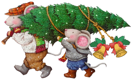 Новогодняя анимация - крыски и елка
