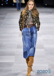 Модная джинсовая юбка лоскутная весна-лето 2020